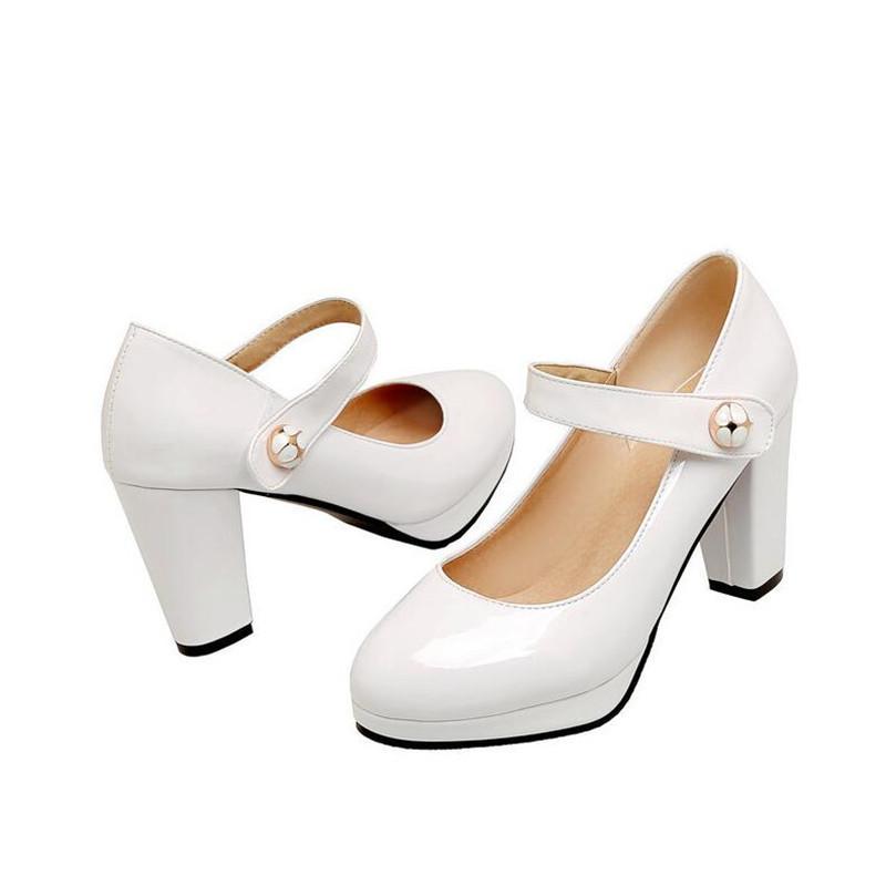 Women Pumps Girls' Shoes Platform High Heels Mary Jane Shoes Lolita High Heels Shallow Round Toe Office Party Wedding Footwear