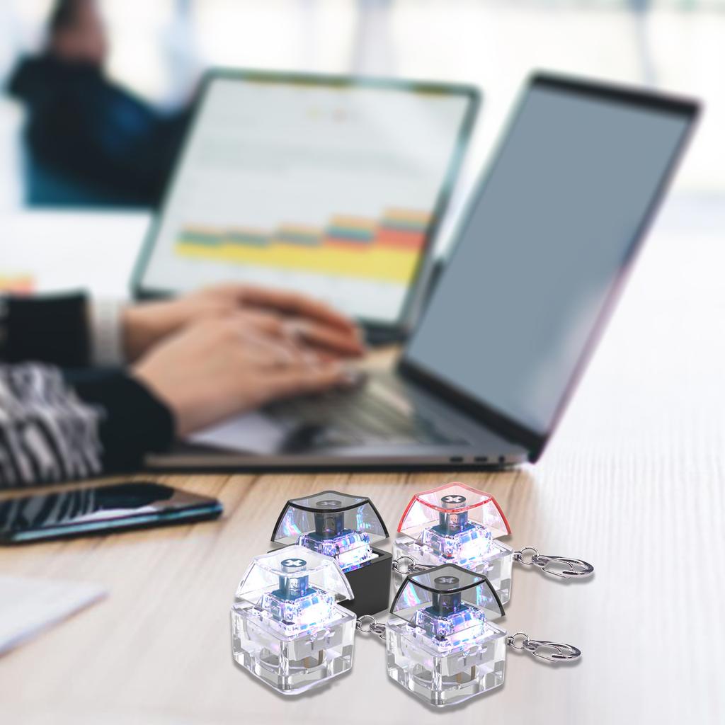 1-Key Mechanical Keycap Tester Keychain With LED Lighting For Stress Reduction And Relaxation For Home Or Office