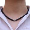 Nuova Collana Iniziale da Uomo 6mm Onice Pietra Naturale Collare Choker Hiphop Rock Collana Accessori Collo Nome Iniziale Colar Collana da Uomo
