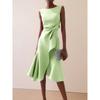 Women's Elegant Red Sleeveless Round Neck Evening Dress Gown for European and American