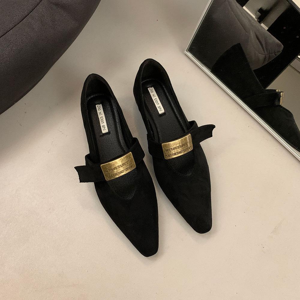 

Туфли Doudou в стиле знаменитостей, однотонные, с золотой пряжкой, маленькие кожаные туфли, весенне-летние платья, туфли Мэри Джейн 37 чёрный