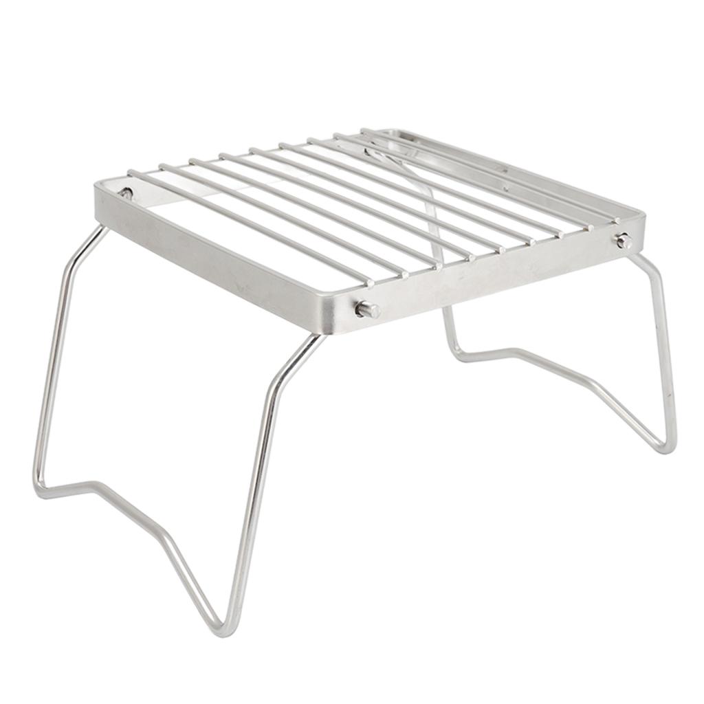 Folding Campfire Grill Stainless Steel Grid Shaped Camping Grill Grate Picnic QQB Grate for Outdoor
