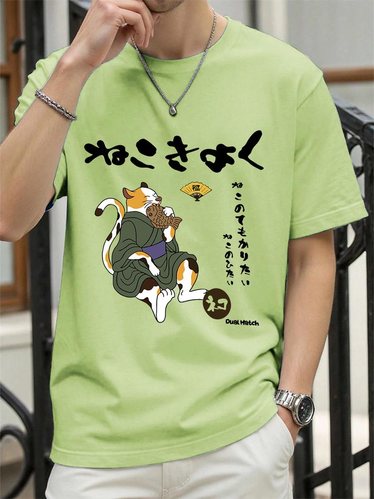 Original Japanese Retro Cat Printed TShirts Womens Summer Cotton Tops ONeck Soft Loose Short Sleeve T Shirt Casual Clothes