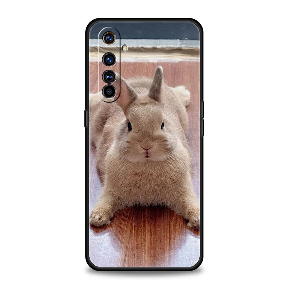 Cute White Baby Rabbits Phone Case For Realme 12 11 10 9 8 5G 7 6 GT5 GT3 GT2 Pro C21 C25 C35 For Realme GT Neo 2 3 3T 5 Cover