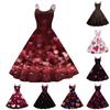 Women's Casual Fashion Valentine's Day Printed Off-Shoulder Sleeveless Dress