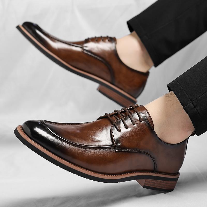 Fashionable Men Lace Up Breathable and Non Slip Oxford Shoes High-quality Men Comfortable Pointed Casual Business Leather Shoes