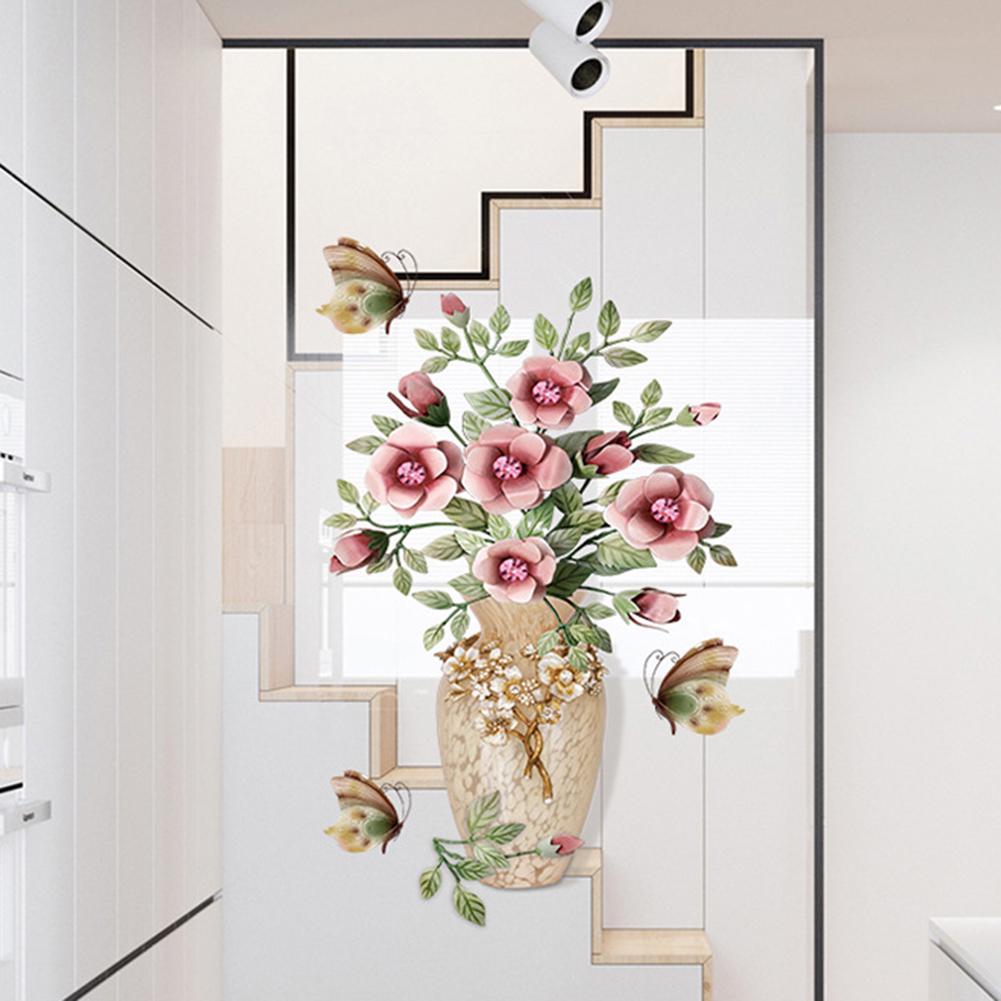 Sweet Room,Bird Fish Flower Vase Wall Sticker Poster Living Room Hallway Background Wall Sticker
