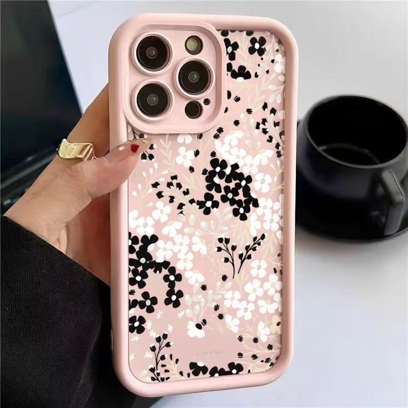 Black and White Flowers Phone Case For iPhone 17 Pro Max 16E 15 Pro 14 13 12 11 Mini AIR XS XR XS 8Plus Soft Silicone Cover