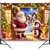 Comfortable Santa Claus and Penguin Photography Background Cloth Festival Theme Background Cloth