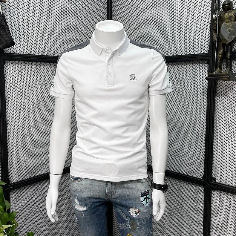 

Мужское поло с коротким рукавом и цветными блоками: Трендовый, Приталенный крой, и Универсальный 3XL белый