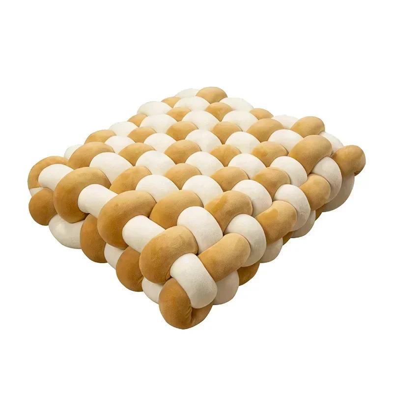 Knotted Square Cushion Nordic Aesthetic Stuffed Pillow Office Chair Decorative Plush Pillow Sleeping Back Knot Hand-made Cushion