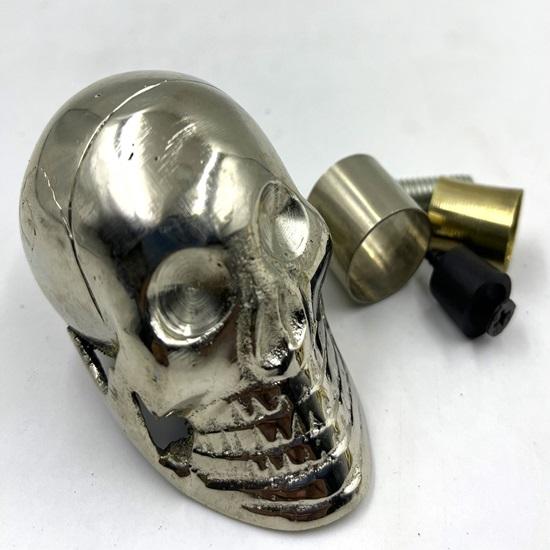 2er-Set, Totenkopf-Stockgriff, nur Messingspitze, zum Anschrauben, Aufsatz für Gehstock, Ersatzgriff für Gehstöcke und Stöcke, Kopfgriff, Messingknopf