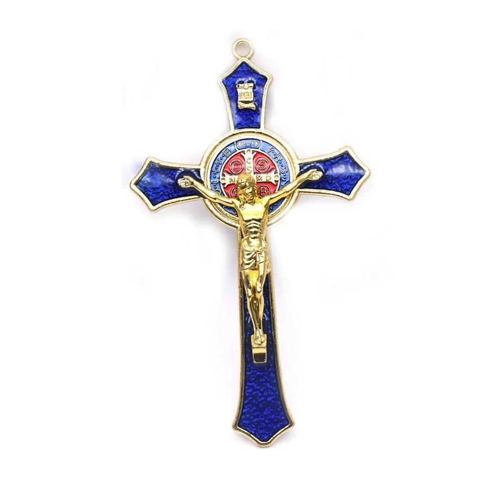 1Pc 12*7cm Saint Benedict Cross Jesus Christ Cross Pendant Religion Pray Decoration Supplies