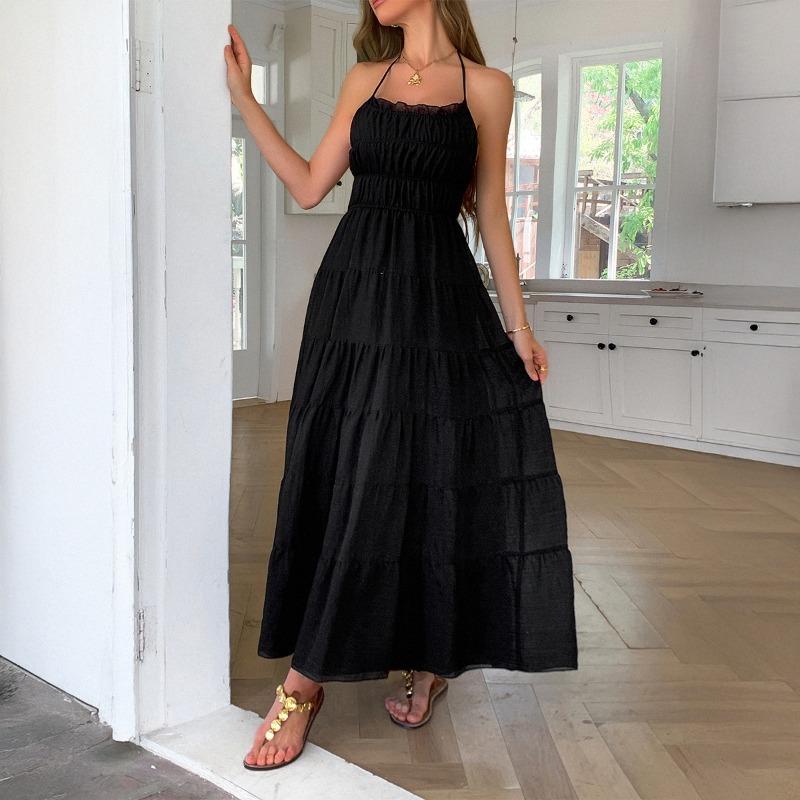 Vacation and Casual Style Halter Seaside Dress Women's Spring and Summer