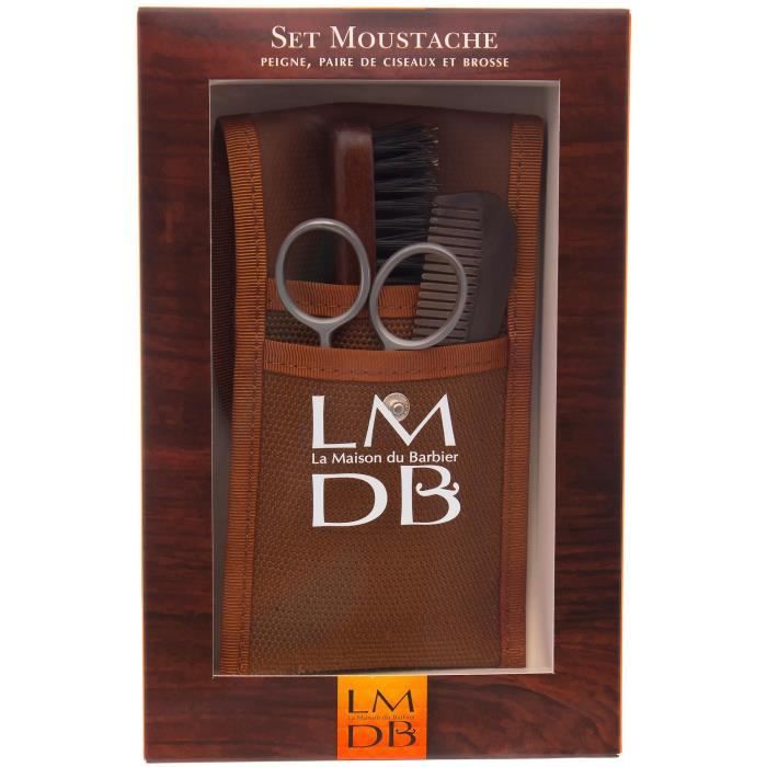 LA MAISON DU BARBIER Set Moustache 3 Pièces - Ciseau + Brosse + Peigne
