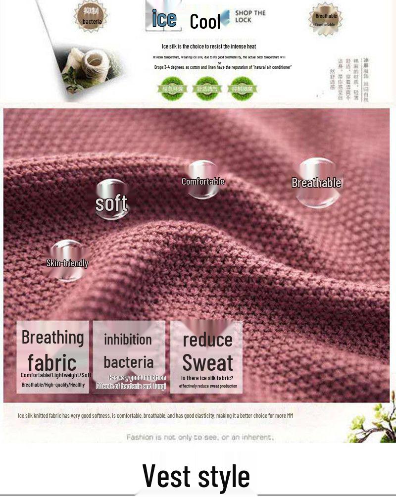 Canottiera T-shirt Estiva in Maglia di Seta Ghiacciata da Donna Taglie Forti