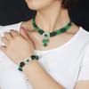 Retro agate glazed short collarbone necklace neck chain women's versatile jade flower bracelet set jewelry