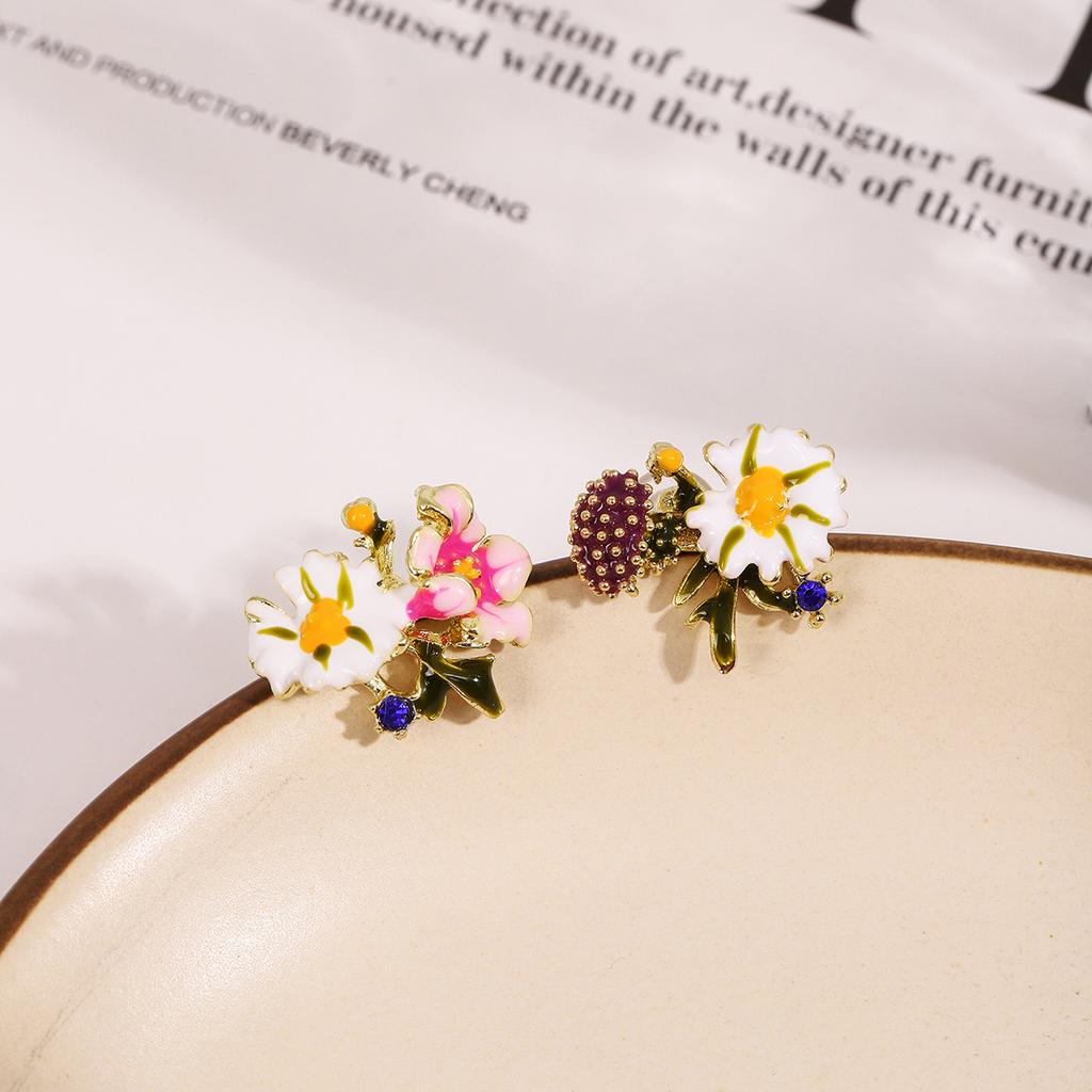 Colorful Daisy Asymmetric Flower Earrings for Women