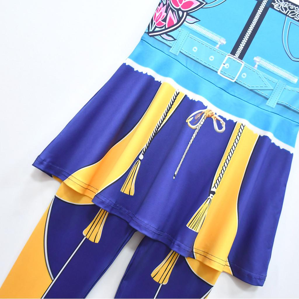 Kids Girls Anime Cartoon POP Singer Super Star Printed Jumpsuit Bag Set Halloween Cosplay Costumes