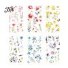 Nature Themed Stickers 6 Sheets/Set Natural Flower Scrapbook Stickers, Waterproof PVC Floral Plants Decals, Botanical Art Transparent Decorative