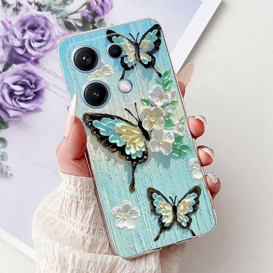 For Xiaomi Redmi Note 14S Case Stylish Butterfly Painted Cover 6.67'' Soft Silicone Phone Case For Redmi Note 14S Note14S Bumper