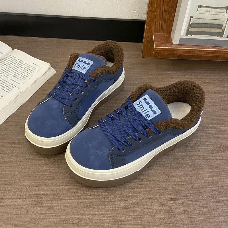 

Женские зимние теплые меховые ботинки на шнуровке с мягкой подошвой большого размера, ботильоны до щиколотки на подкладке с мягкой подкладкой, нескользящие ботинки для пеших прогулок, спортивные ботинки для сноуборда 40 синий