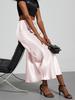 Women's Clothing Elegant Satin Midi Skirt Slim Fit High-Waisted Dress