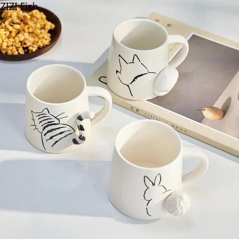 Cute Cartoon Panda Ceramic Mug Japanese Creative Animal Coffee Cup Water Cup Home Office Afternoon Tea Milk Cup Drink Gift