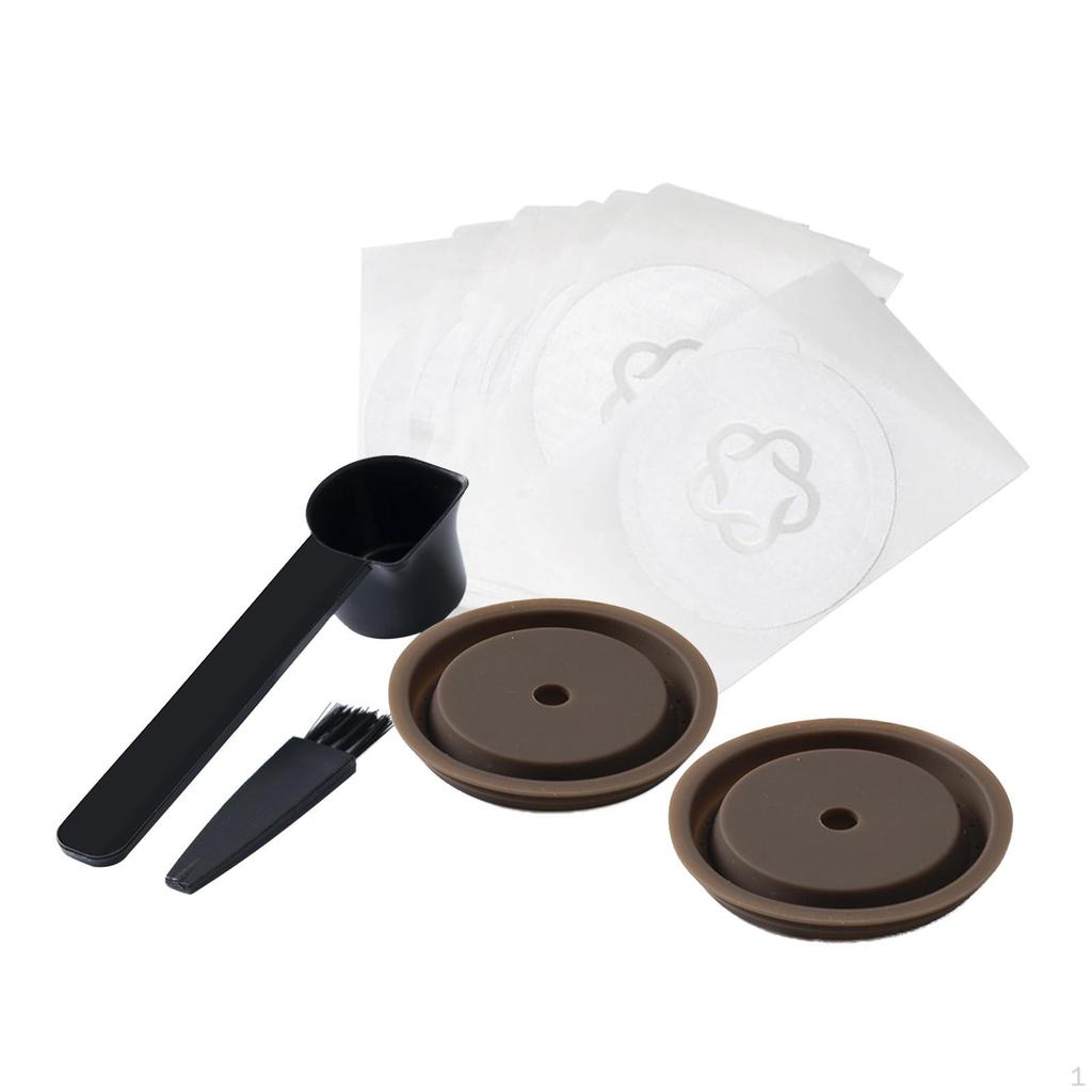 Coffee Discs Accessories, Reusable W/ Aluminum , Silicone, Refillable Lids Spoon Set for