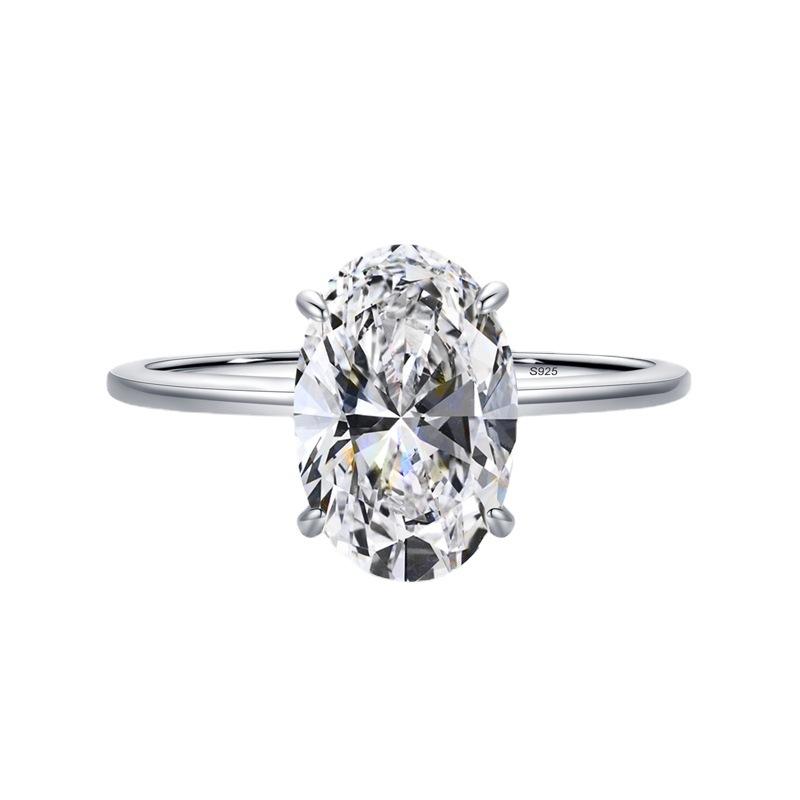 Ada Jewelry Anillo De Bodas Luxury S925 Sterling Silver 5ct Oval Zircon Female Ring for Parties
