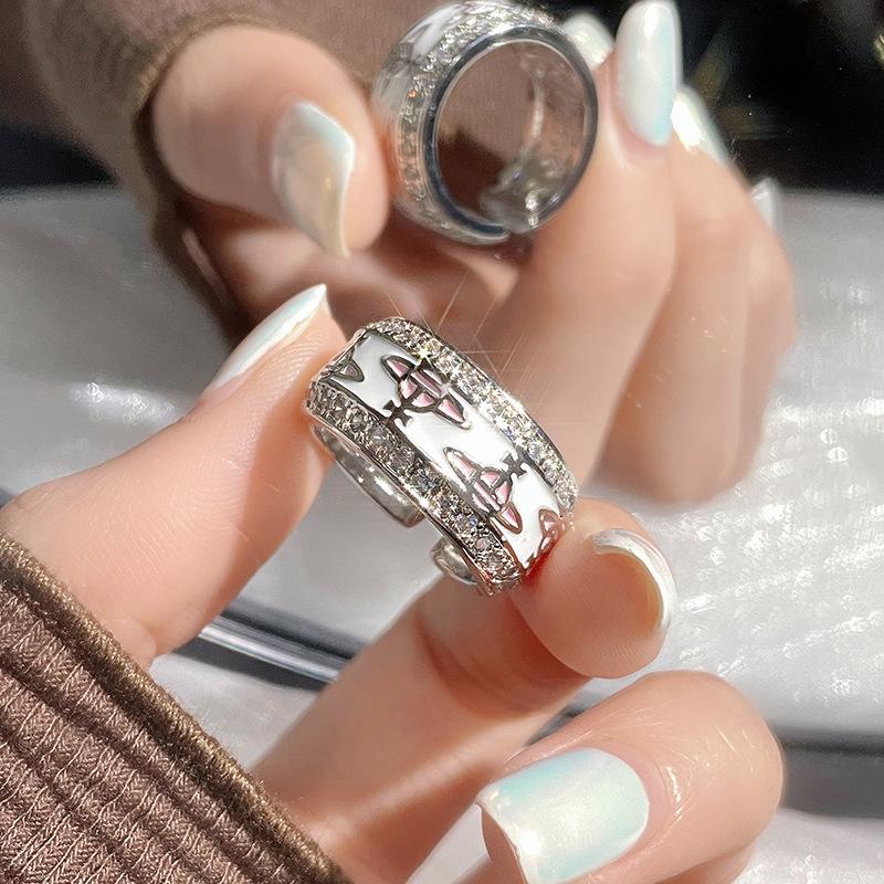 Sweet Cool Glaze Diamond Saturn Ring Women'S Niche Design Sense Opening Niche Design Advanced Sense Personality Index Finger Ring