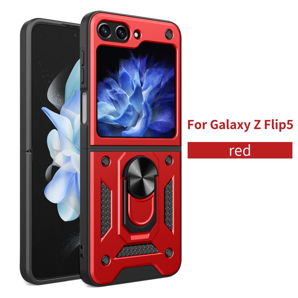 For Samsung Z Flip5 Case Galaxy Z Flip6 Cover Z Flip 7 6 5 Magnetic Ring Holder Armor Phone Case Slide Camera Protect Back Cover