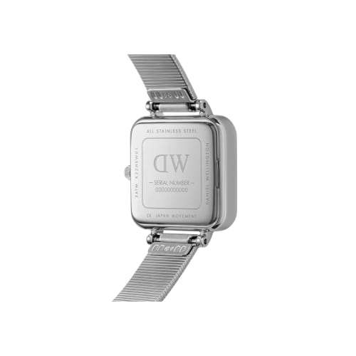 Daniel Wellington Quadro Studio Sterling Square Watch with Mesh Bracelet, White, 22x22mm, Retro.