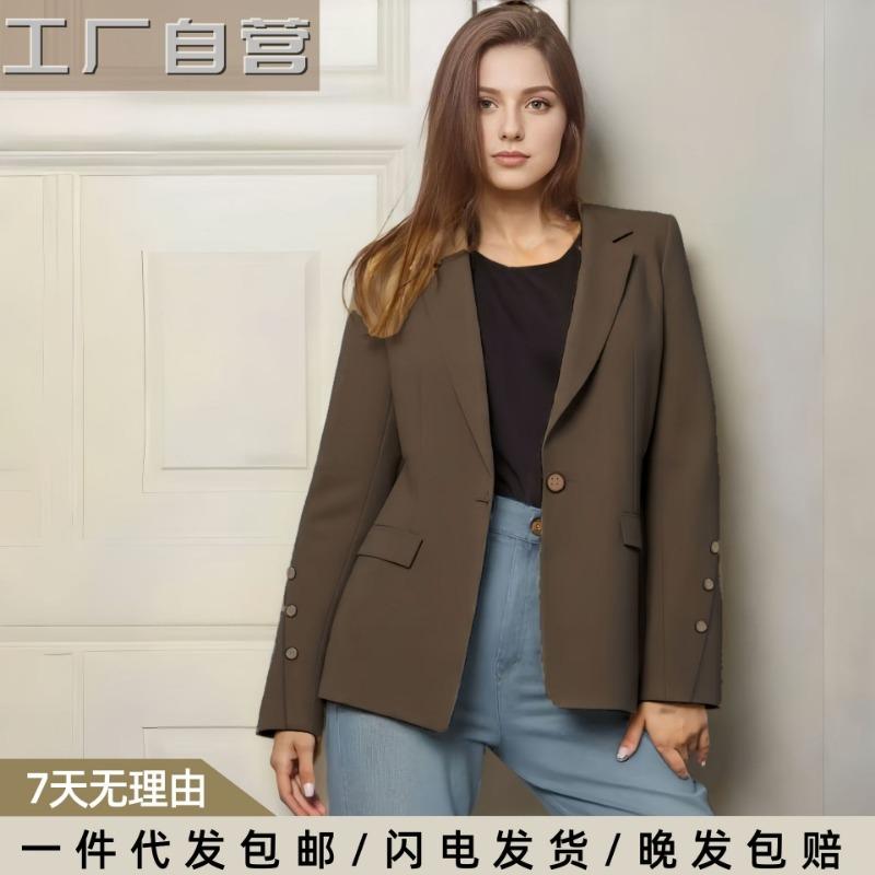 Autumn Winter Office Lady Loose Casual Suit Coat Women Solid Color Single Breasted Blazers Outwear Top