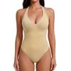 Body gainant sans coutures à entrejambe ouvert et col halter contrôle du ventre amincissant la taille
