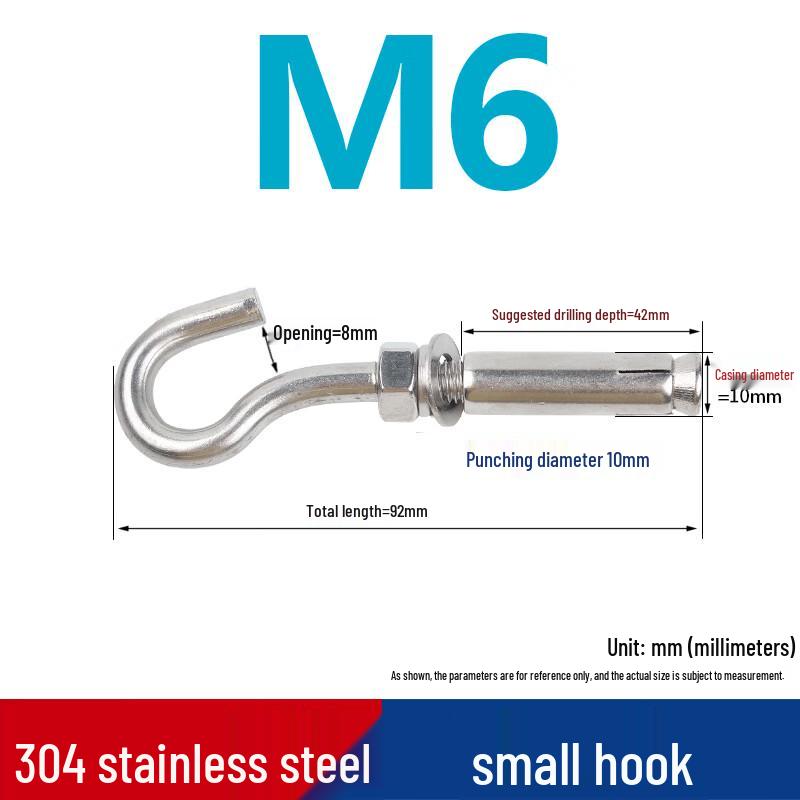 Guwanji 304 Stainless Steel M6 Eye Hook Expansion Anchor (5-Pack)