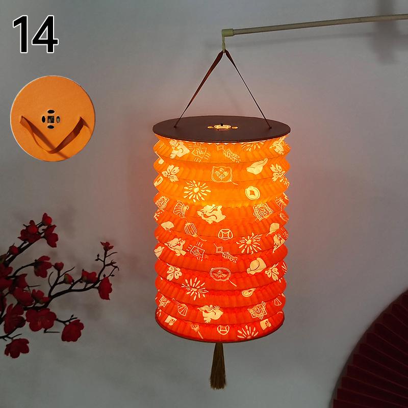Traditional Hanging Led Lantern Folding Organ Design Chinese Style Mid-autumn New Year Decor Portable Lantern With Handlen