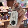 Key Fob Cover For Fiat Grande Punto, Evo, Panda, Bravo, Stilo, 500L and Lancia Y, Delta Musa Car Keychain Lanyard