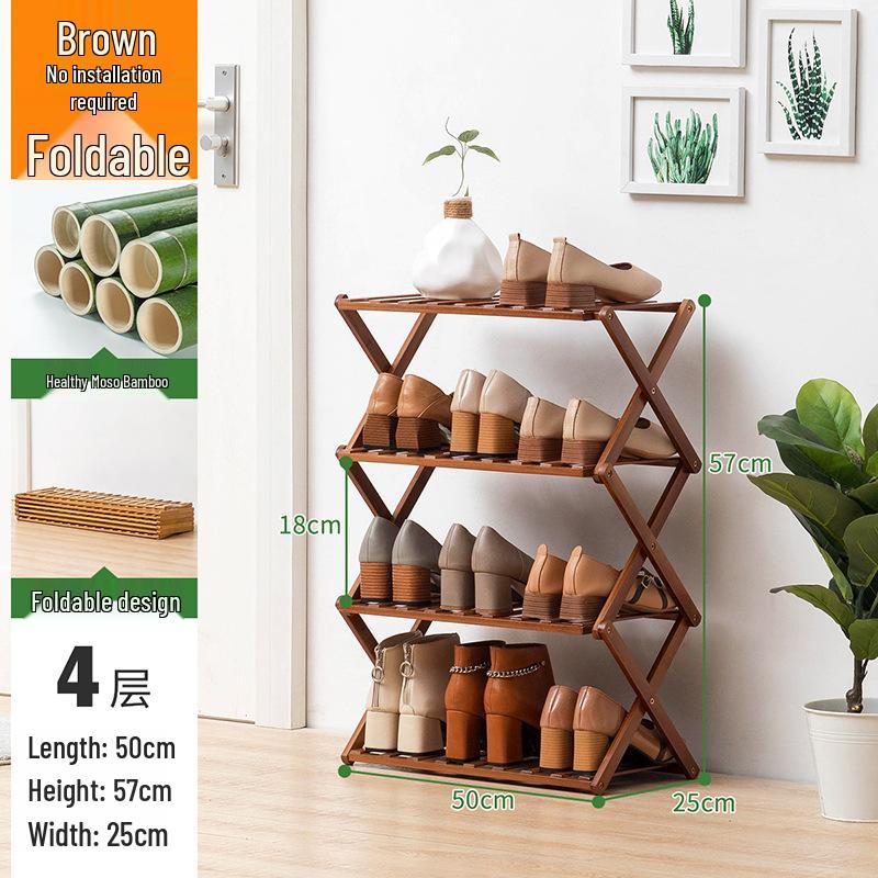 Compact Wooden Shoe Storage Rack: Multi-Layer, Dustproof Shoe Cabinet for Dorm or Entryway