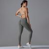 New Seamless Knitted Solid Color Sexy Back Tight Fashion Back V-waist Yoga Suit Running Fitness Set