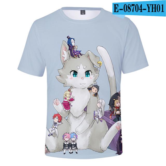 Re Zero 3D potištěné tričko s krátkým rukávem pro léto Muži Ženy Kreslené oblečení Rem a Ram Japonská anime košile Trička