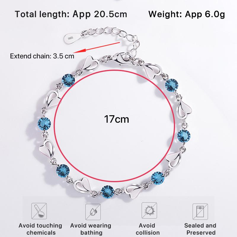 Fashion Crystal Silver Plated Heart Bracelet Zircon Diamond Adjustable Bracelet Jewelry Gift for Women