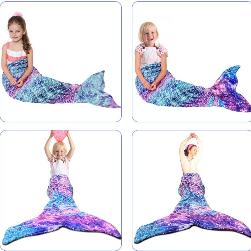 Girl Mermaid Sleeping Bag Flannel Soft Pajamas Mermaid Costume Role-playing Birthday Gift Outdoor Camping Portable Sleeping Bag