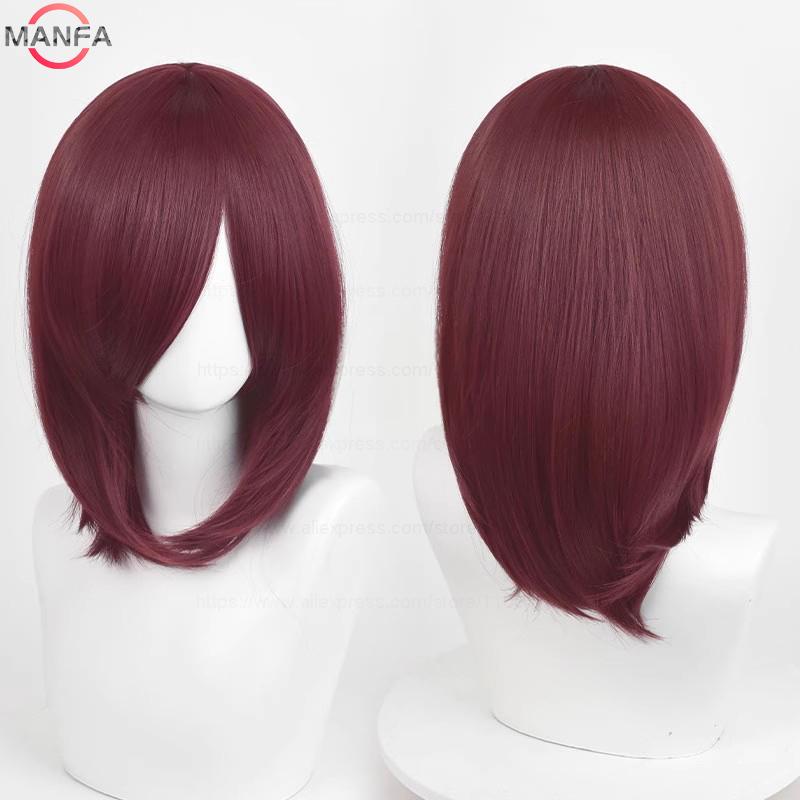 40cm Medium Basic Anime Cosplay Wig Bang Blond  Black White Red Pink Green Brown Gold Blue Heat Resistant Synthetic Hair Wigs