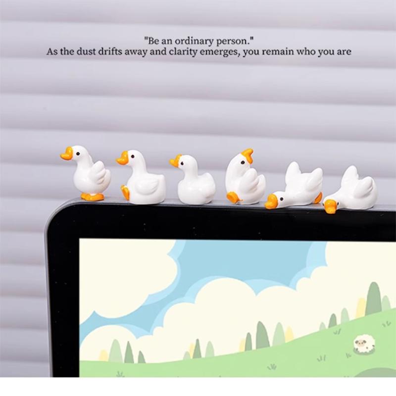 6 stk Søde Bilpynt Tegneserie Harpiks Stor Hvid Gås Model Bil Midterkonsol Dekoration Bilinteriør Instrumentbræt Tilbehør
