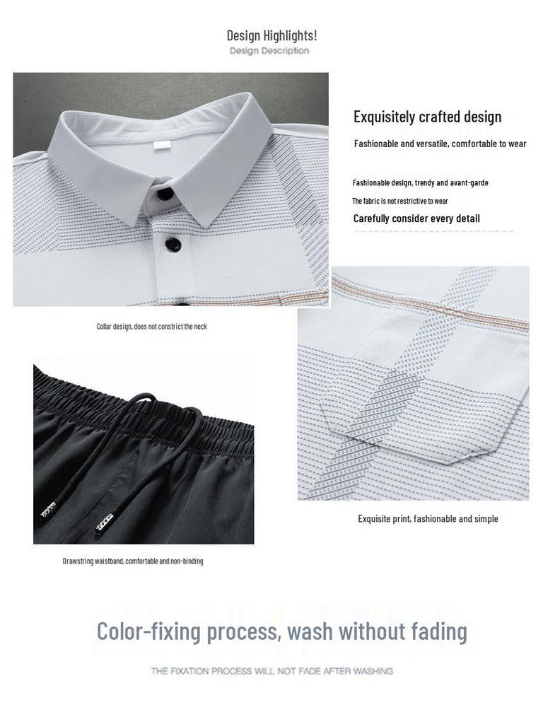Summer 2024 Father's Day Polo Set for Middle-Aged Men - Short-Sleeve Sportswear for Dad (50-60 Years)