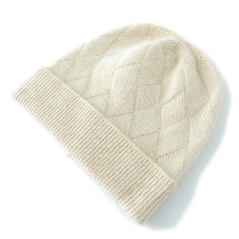 % Merino wool knitted wool hat, seat knitted, thickened thermal bag head hat, universal cold hat for men and women