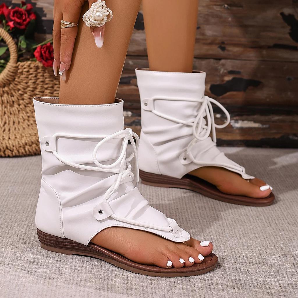 Women Summer Boots Open Toe Flat Tassel Design Sandals Roman Sandal Elegant Shoes Plus Size 36-42 Sandalias Mujer 2025