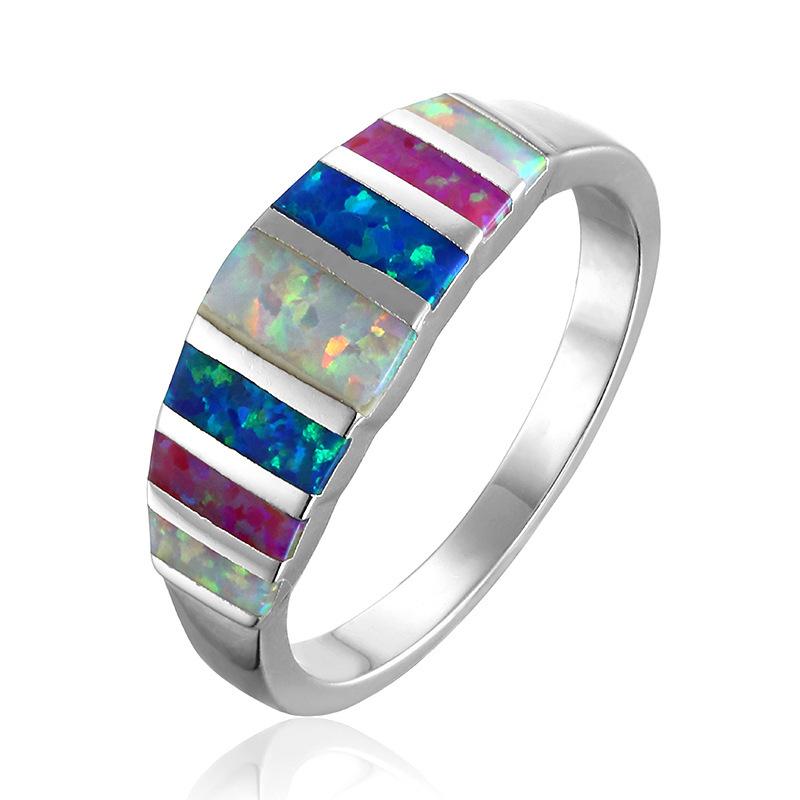 Rainbow White Blue Pink Color Matching Ring 2026 Fashion Trend Jewelry Exquisite Rings no. 5