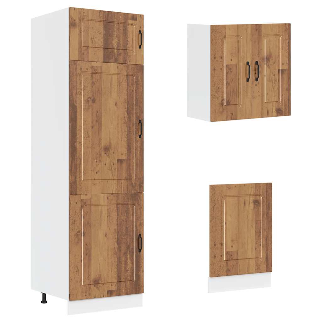 8 Piece Kitchen Cabinet Set Kalmar Rustic Wood Effect Particleboard